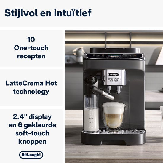 De’Longhi Magnifica Evo Next ECAM310.60.GB - Volautomatische Espressomachine - LatteCrema Hot Technology en 10 recepten - Zwart/Grijs
