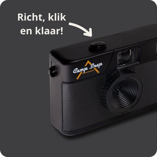 Campsnap Digitale Camera - Schermvrije Retro Fotocamera - 8 Megapixel - 2000 foto's - Minimalistisch Vintage Design - Met Flits - Oplaadbaar - 4GB - Zwart