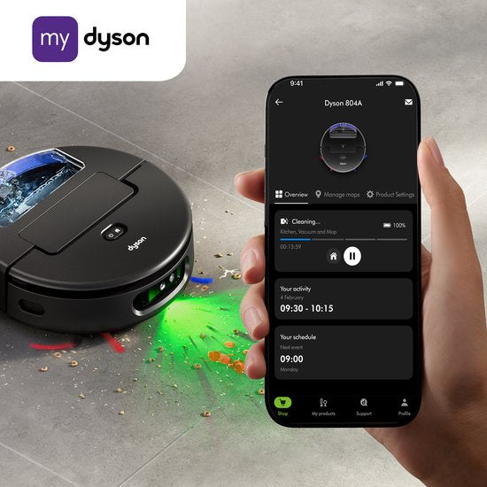 Dyson Spot+Scrub AI - Robotstofzuiger met Dweilfunctie - Dweilrobot - AI Vlekdetectie en Automatisch Leegstation - Zwart