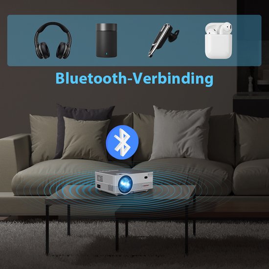 UpLiving® LCD Mini Beamer met WiFi | Met Bluetooth | Native Full HD | 10.000:1 Contrastratio | 8.000 Lumen | Projector - Mini Beamer - Draagbare Pocket Beamer - Afstandsbediening - Draagtas