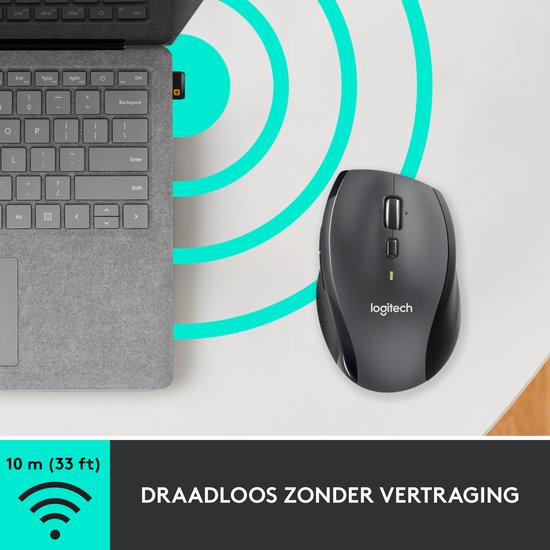 Logitech M705 - Draadloze Marathon Muis - USB - Rechtshandig - Grijs