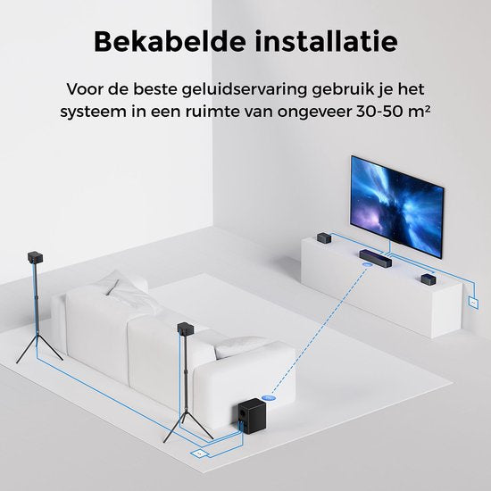ULTIMEA Poseidon D80 Boom - 7.1 Soundbar voor tv - met Dolby Atmos Soundbar - Draadloze Subwoofer & 4 Surround Speakers - Zwart