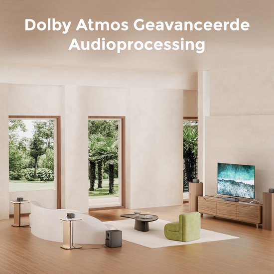 ULTIMEA Poseidon D80 Boom - 7.1 Soundbar voor tv - met Dolby Atmos Soundbar - Draadloze Subwoofer & 4 Surround Speakers - Zwart