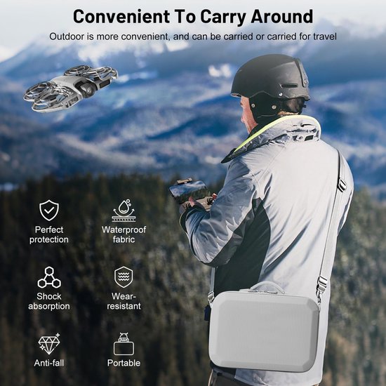 Kraftverdia Tas voor DJI Neo 2 Case, draagtas voor DJI Neo 2 Fly More Combo accessoires, compacte reistas voor RC-N3 Controlle/Neo2 accukoffer, voor drone bescherming/opslag