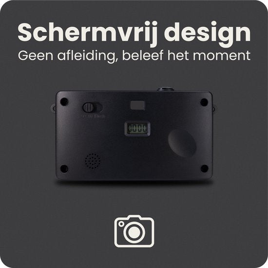 Campsnap Digitale Camera - Schermvrije Retro Fotocamera - 8 Megapixel - 2000 foto's - Minimalistisch Vintage Design - Met Flits - Oplaadbaar - 4GB - Zwart