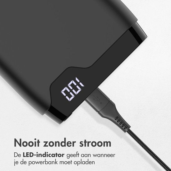 imoshion® Powerbank 20000 mAh - 22.5W Snellader - USB C / USB A - LED Display - Powerbanks - Universeel - Noodpakket - Zwart