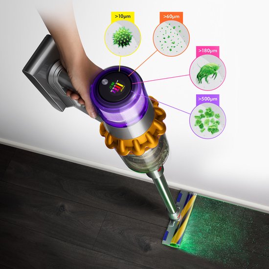 Dyson V15 Detect Absolute - Steelstofzuiger - Nikkel/Geel - 230 Air Watts - Geavanceerde detectie