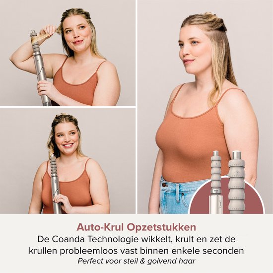 Shark FlexStyle 5-in-1 Multistyler en Föhn met Platte Borstel, Ovale Borstel, Auto-Krullers, Diffuser, Concentrator en Opbergkoffer - 2025 model - Stone - HD446SLEU