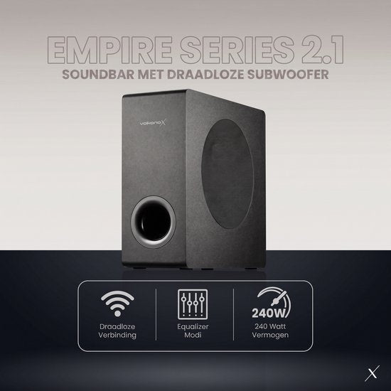 VolkanoX Soundbar - Draadloze Subwoofer - Soundbars voor TV - Zeer Compact Formaat 40cm Breed - 240W Soundbar met Subwoofer - HDMI ARC - Bluetooth