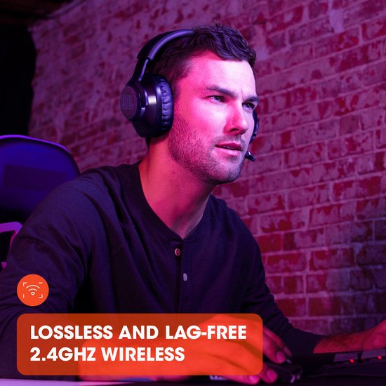 JBL Quantum 350 Wireless - Draadloze Gaming Headset - 2.4GHz USB Dongle - Lage Latency - Over-ear met Afneembare Microfoon - 22 uur batterij - JBL Quantum Engine Software - Zwart