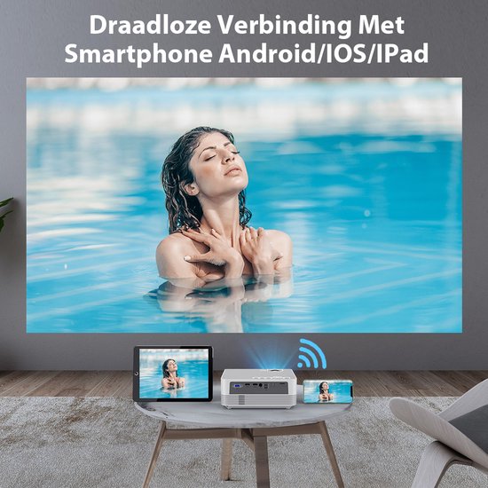 UpLiving® LCD Mini Beamer met WiFi | Met Bluetooth | Native Full HD | 10.000:1 Contrastratio | 8.000 Lumen | Projector - Mini Beamer - Draagbare Pocket Beamer - Afstandsbediening - Draagtas