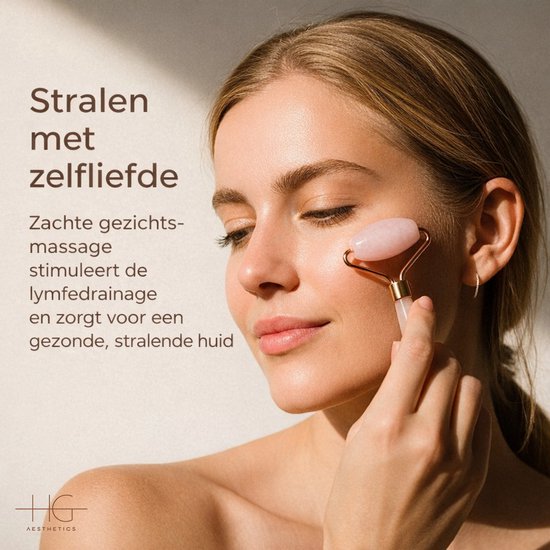 HG Aesthetics Jade Roller met Gua Sha Steen - Gezichtsroller - Face Roller voor Gezichtsmassage & Huidverzorging - 100% Natuurlijke Jade - Anti-Aging & Rimpelvermindering - Ontspanning & Doorbloeding - Roze - cadeautje vrouw -Perfect Moederdag cadeau