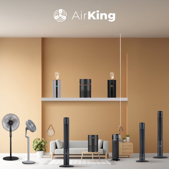 AirKing Torenventilator 117cm - Kolomventilator met Afstandsbediening - Ventilator staand met Timer - 3 Snelheidsstanden - Oscillatie & Dimbaar LED Scherm - Energiezuinig - Koelventilator voor Kamer - Zwart