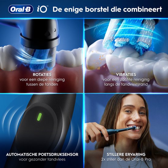 Oral-B iO2 Night Black Elektrische Tandenborstel - 1 Opzetborstel - 1 Reisetui