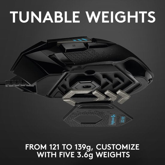 Logitech G502 HERO - Bedrade Gaming Muis - 25.600 DPI - Rechtshandig - Zwart