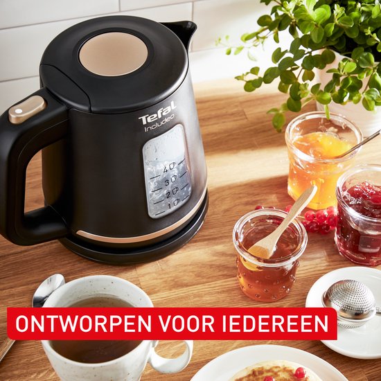 Tefal Includeo KI5338 - Waterkoker - 1L - Maataanduiding - Anti-kalkfilter - 2400W - Zwart