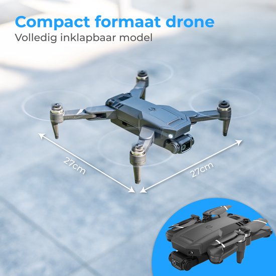 Nuvance - Drone met Camera en GPS - 1080p Mini Camera - voor Buiten en Binnen - inclusief Opbergtas en 2 Accu's - Mini Drone - Drone voor Kinderen en Volwassenen - Drones