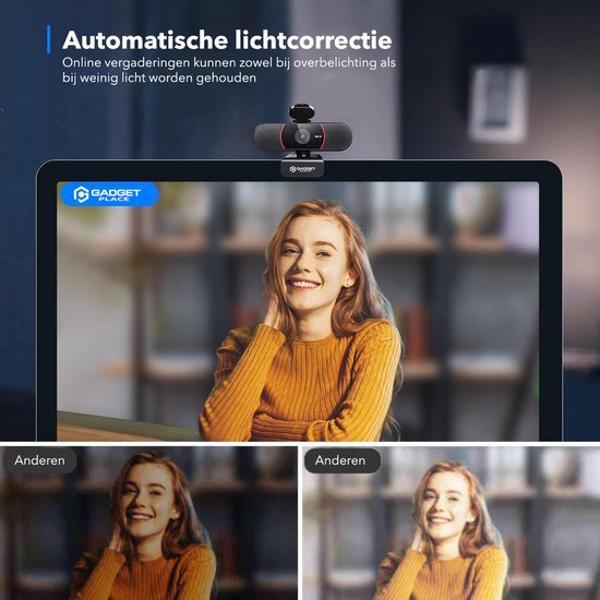 4K Ultra HD Pro Webcam met Ruisvrije Microfoon - Incl. Webcam Cover en USB Adapter - Voor Laptop en PC - Windows en Mac