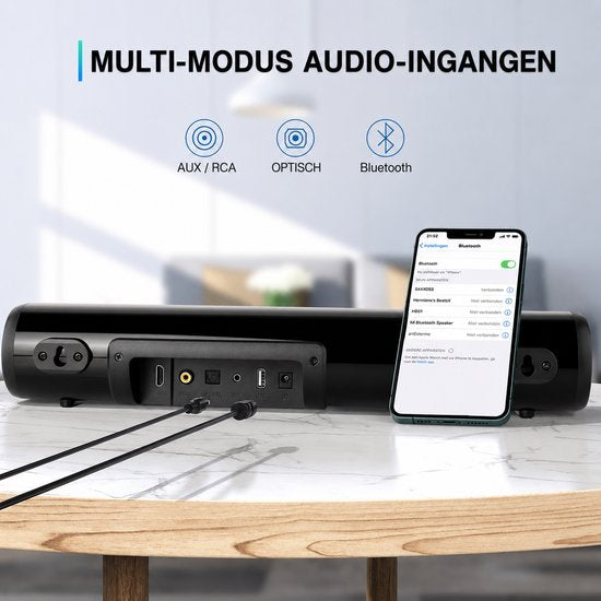 TV Soundbar met ingebouwde Subwoofer Surround Sound, Wireless 5.0 Bluetooth Device Streaming, GROTE afstandsbediening
