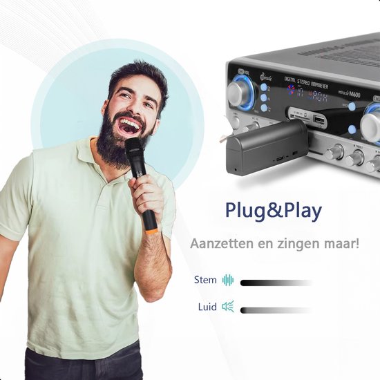 Tech Essentials Draadloze Microfoon - 2 Stuks - USB-C Ontvanger - Karaoke - ASMR - Studio - Geschikt Voor Partybox - 3.5-6.3mm Jack