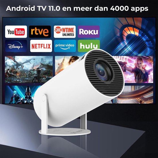 Ultieme Draagbare WiFi 6 Mini Beamer - 200 ANSI Lumen - Projector Streamen - BT 5.0 - Android - Home Cinema