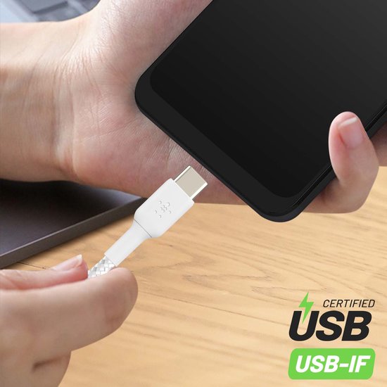 Belkin Braided USB-C naar USB kabel - 3m - wit