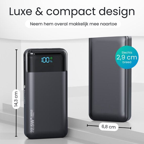 Siltcon® Powerbank 30000 mAh– Powerbanks 22.5W Snellader – USB-A/USB-C - LED Indicatie - Noodpakket - Universeel - Incl. 22.5W USB-C Snellaadkabel