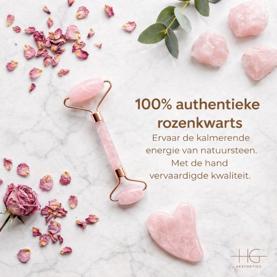 HG Aesthetics Jade Roller met Gua Sha Steen - Gezichtsroller - Face Roller voor Gezichtsmassage & Huidverzorging - 100% Natuurlijke Jade - Anti-Aging & Rimpelvermindering - Ontspanning & Doorbloeding - Roze - cadeautje vrouw -Perfect Moederdag cadeau