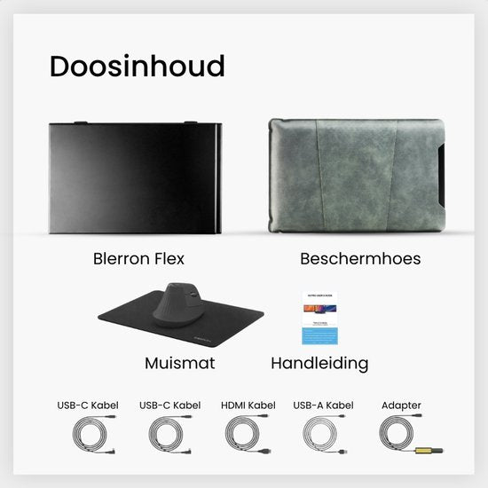 Blerron Flex - 14 Inch - Portable Monitoren - Lichtste model 1 KG - Draagbare Monitor - Portable Monitor - Beeldscherm - USB-C/HDMI - 1920x1080 FHD