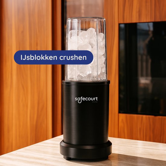Safecourt Kitchen Power Blender – 1000W – Smoothie Maker voor IJs & Bevroren Fruit – BPA-vrij – To-Go Beker – Zwart