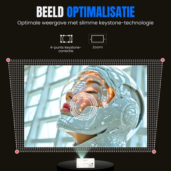 Chesto Beamer FULL HD (4K-Ondersteuning) - 12.000 lumen - Streamen vanaf je telefoon met wifi - Inclusief draagtas