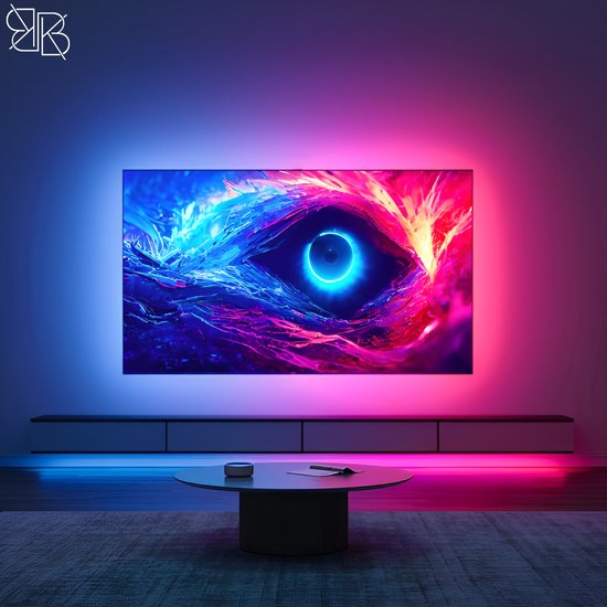 Glowinh Premium Tv Backlight- Led Verlichting - 55-65 Inch -Ambilight - Ambient Light - Led Verlichting TV - Ledstrips - Ledstrip -Led Light Strips - App Gebruik Tuya/Smartlife- Led Strips - Led Light - Gaming - Tv - Laptop - Alexia & Google