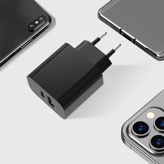 DutchOne USB C Adapter 20W - USB C Oplader - Adapter USB C - Oplader USB C - USB C Lader - USB Stekker - Snellader USB C - USB A Adapter - USBC lader
