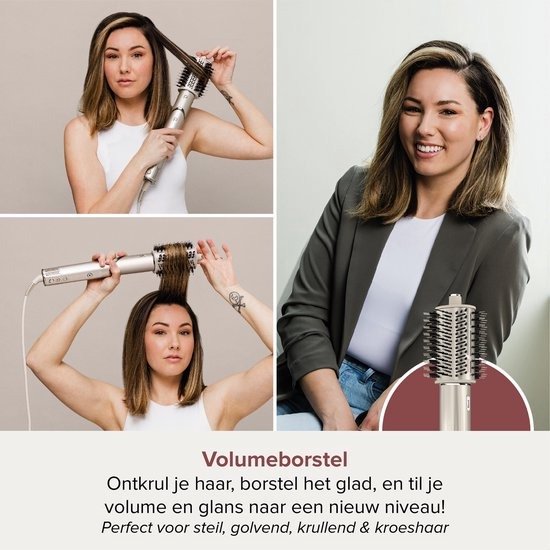 Shark FlexStyle 5-in-1 Multistyler en Föhn met Platte Borstel, Ovale Borstel, Auto-Krullers, Diffuser, Concentrator en Opbergkoffer - 2025 model - Stone - HD446SLEU
