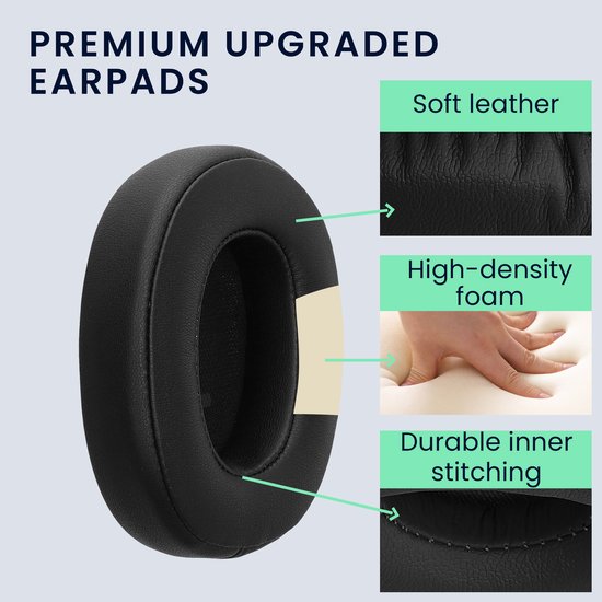 kwmobile 2x oorkussens geschikt voor JBL Tune 770NC / 770 / 720BT / 720 - Earpads voor koptelefoon in zwart