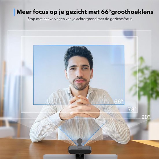 4K Ultra HD Pro Webcam met Ruisvrije Microfoon - Incl. Webcam Cover en USB Adapter - Voor Laptop en PC - Windows en Mac