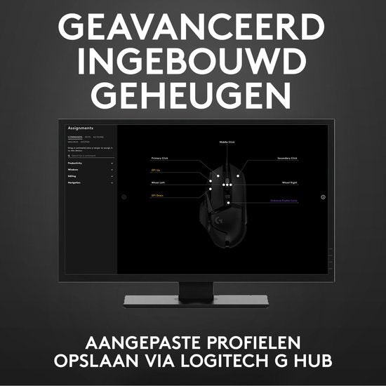 Logitech G502 HERO - Bedrade Gaming Muis - 25.600 DPI - Rechtshandig - Zwart