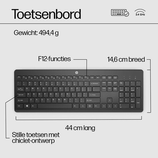 HP 230 - Draadloos Toetsenbord - Qwerty - ISO- Zwart