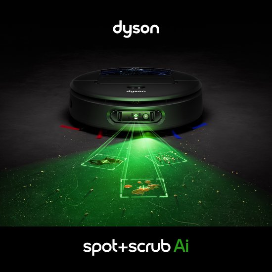 Dyson Spot+Scrub AI - Robotstofzuiger met Dweilfunctie - Dweilrobot - AI Vlekdetectie en Automatisch Leegstation - Zwart