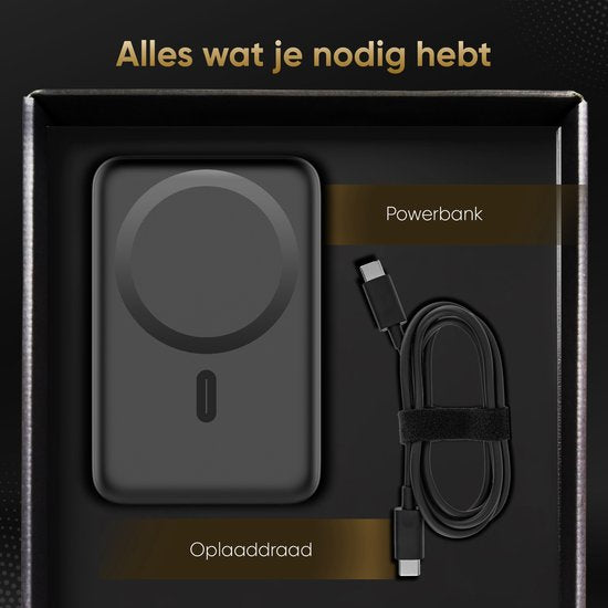 Golden Sound Powerbank 10.000 mAh - Geschikt voor MagSafe systeem - Powerbanks - Magnetisch opladen - Noodpakket - Draadloos opladen - Met USB-C Poort