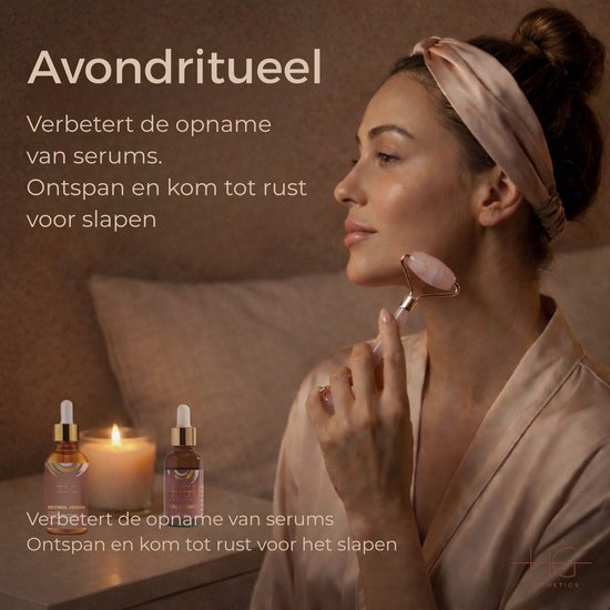 HG Aesthetics Jade Roller met Gua Sha Steen - Gezichtsroller - Face Roller voor Gezichtsmassage & Huidverzorging - 100% Natuurlijke Jade - Anti-Aging & Rimpelvermindering - Ontspanning & Doorbloeding - Roze - cadeautje vrouw -Perfect Moederdag cadeau