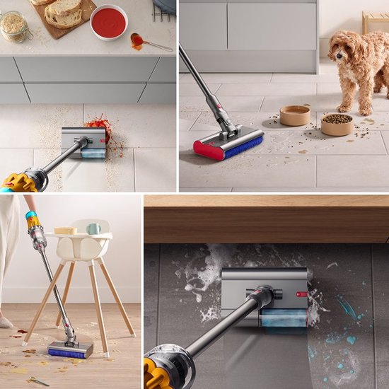 Dyson V12s Detect Slim Submarine - Steelstofzuiger met dweilfunctie - Nikkel/Geel - 140 Air Watts - HEPA-filtratie