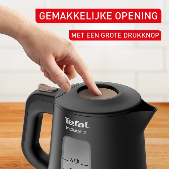 Tefal Includeo KI5338 - Waterkoker - 1L - Maataanduiding - Anti-kalkfilter - 2400W - Zwart
