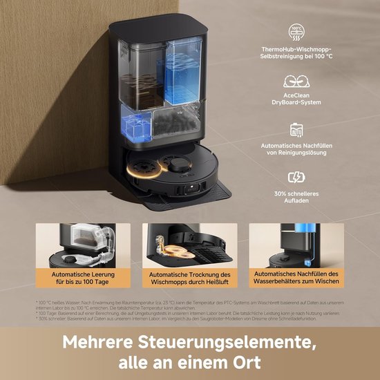 Dreame Robotstofzuiger L50s Pro Ultra - Robotstofzuiger met dweilfunctie - Automatisch Leegstation - 30.000 Pa zuigkracht - Geschikt voor huisdierharen - DryBoard - Zwart
