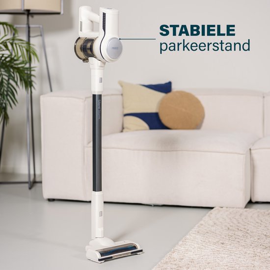 Princess Silent Storm Draadloze steelstofzuiger 339380 - 30 min gebruikstijd - Zuigkracht 11000 PA - Handige parkeerfunctie - Wit - Krachtige motor - 3 snelheden - Extra Hepafilter