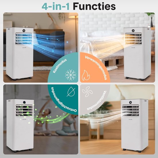 Mobiele Airco - Draagbare Airco - Ruimte Klimaat - 4-in-1 Functionaliteit - 7000 BTU - Wit