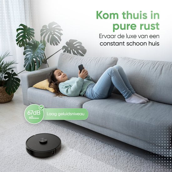 Heevey Robotstofzuiger met dweilfunctie - Automatisch leegstation - Vacuum cleaner - Dweilrobot - Huisdieren - 7000PA zuigkracht - LDS lasernavigatie - Dweilrobot - 2 extra stofzuigerzakken - Met app