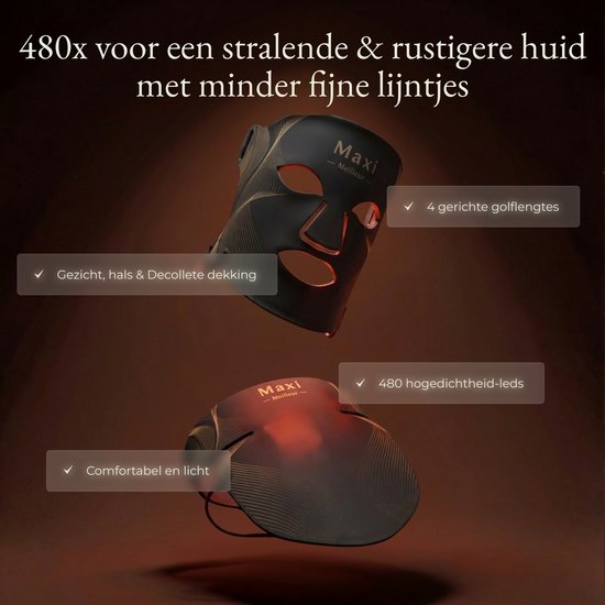 Maxi Meilleur® Nova Series Full Set - Rood & Nabij infrarood - led gezichtsmasker lichttherapie - Anti-aging LED masker met rood licht therapie - Led Face mask - infrarood masker - led masker lichttherapie - Red Light therapy mask