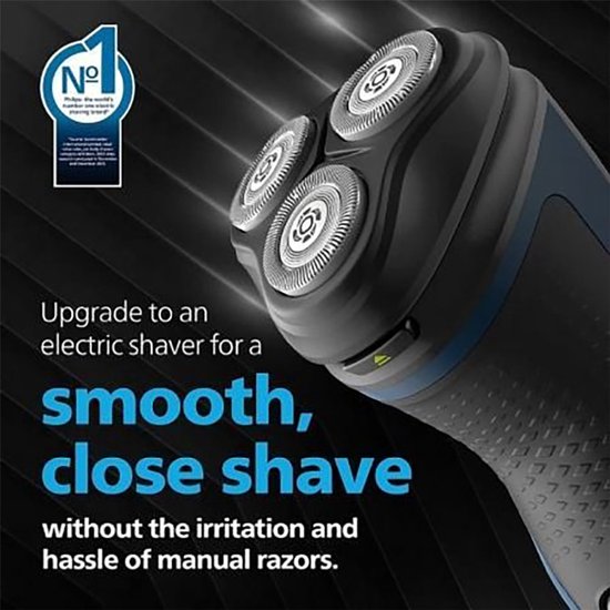 Philips S1151/00 - Scheerapparaat voor Mannen - Nat en Droog Gebruik - Zelfslijpende Messen - 40 min Draadloos