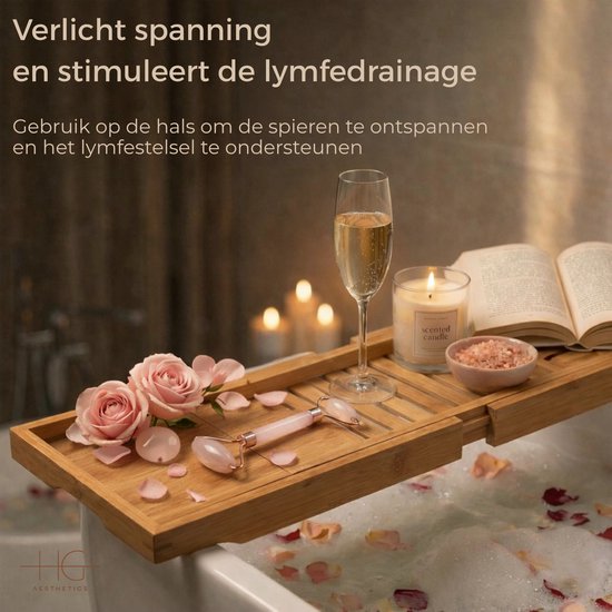 HG Aesthetics Jade Roller met Gua Sha Steen - Gezichtsroller - Face Roller voor Gezichtsmassage & Huidverzorging - 100% Natuurlijke Jade - Anti-Aging & Rimpelvermindering - Ontspanning & Doorbloeding - Roze - cadeautje vrouw -Perfect Moederdag cadeau